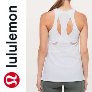 Lululemon cross conditioning 2 in 1 mesh built in bra tank white size 6